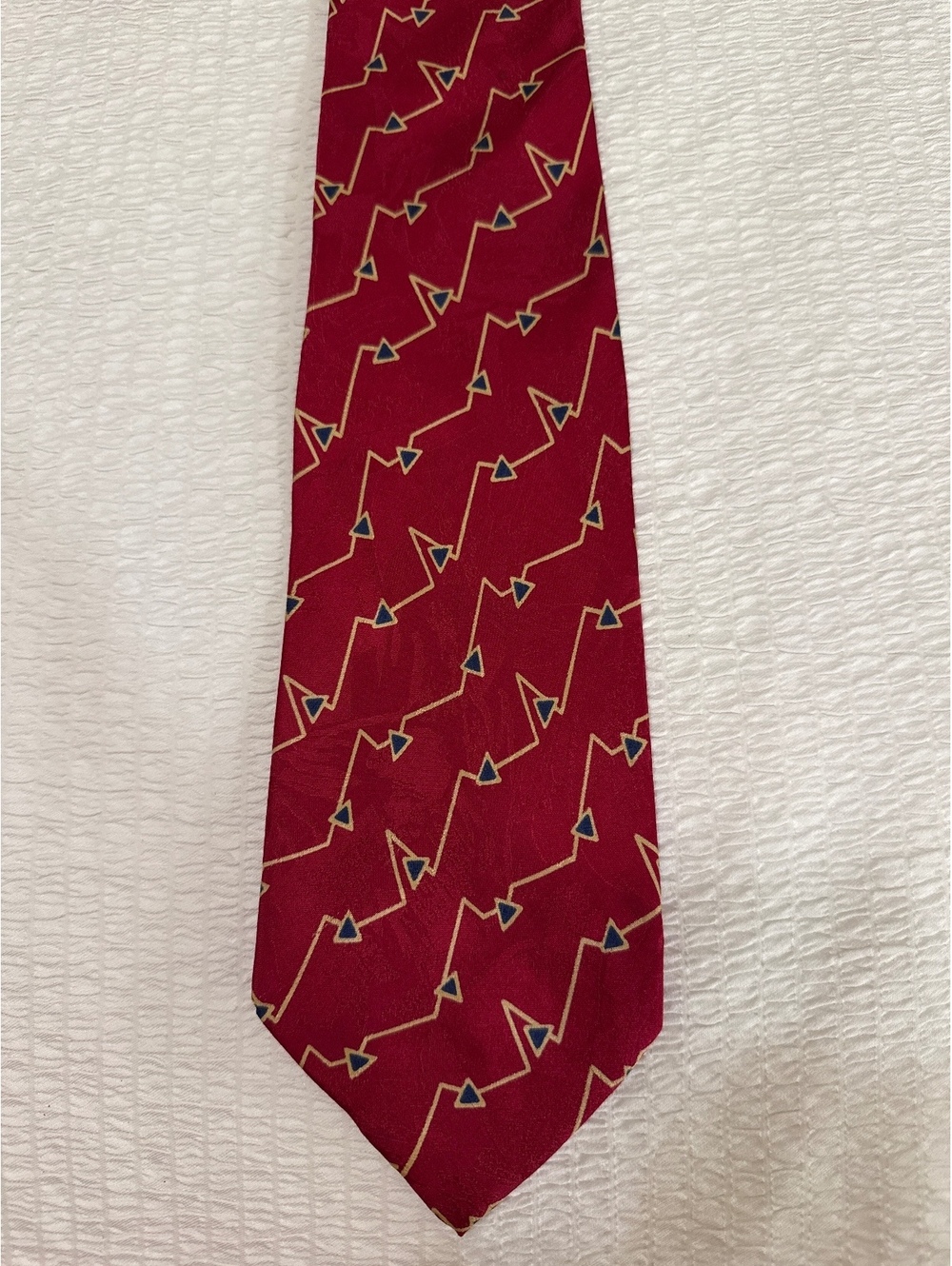 Vito Rufolo Handmade Italian Silk Tie Red Geometric Pattern
